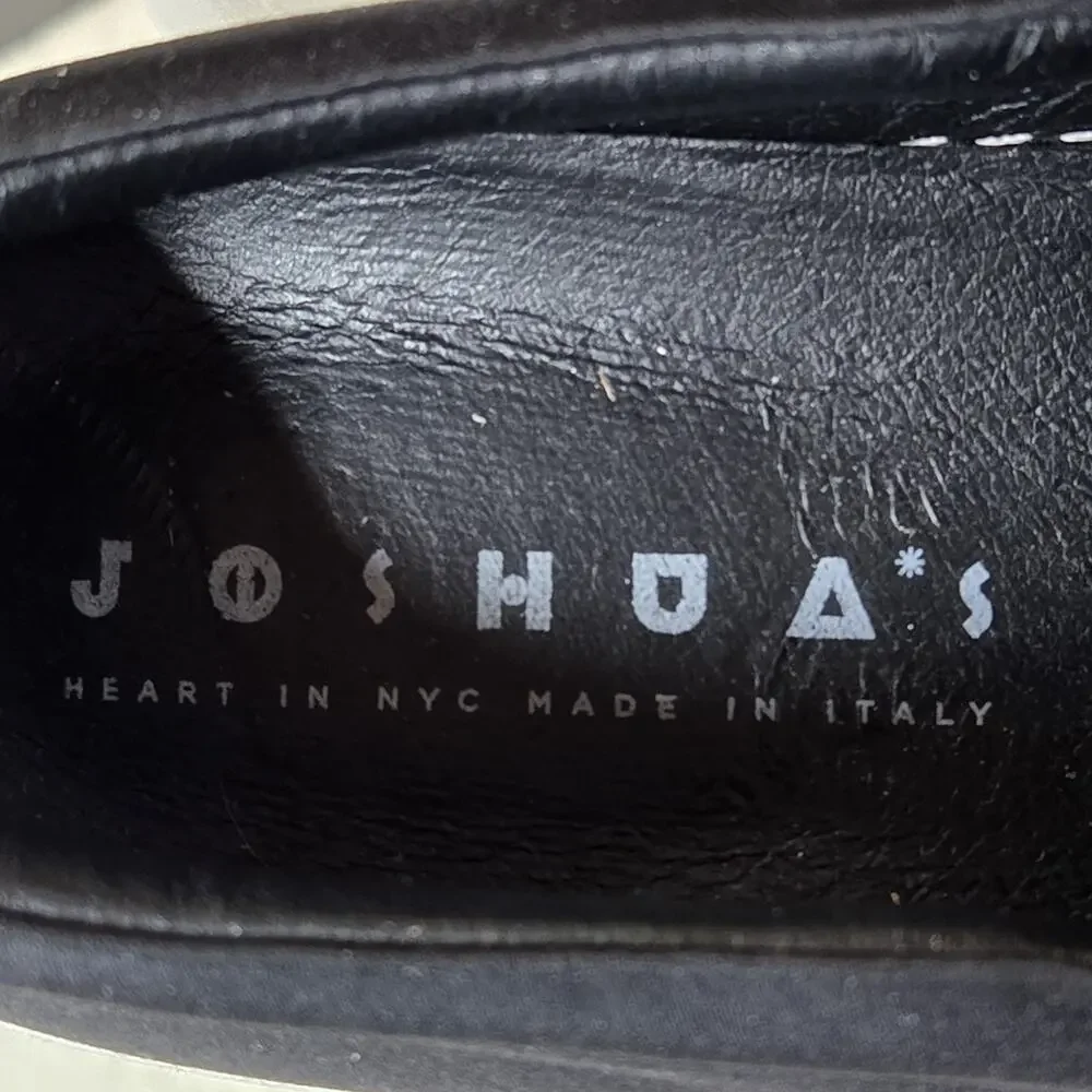 Joshua Sanders Slip On Sneakers Womens‎ 38 7.5 Black Satin Glitter NY New York